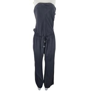 Gypsy 05 Made in Hollywood 100% Silk Black Peace Tie Waist Women's Jumpsuit XS